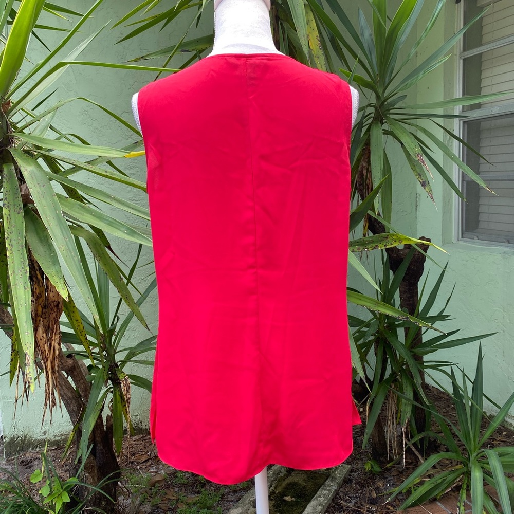 Bright Red Ruffle Blouse Top - Picture 5 of 8